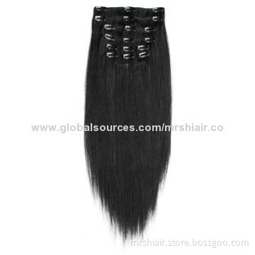24-Inch dark color silky straight cheap 100g/pc 100% human hair clip in hair extensions